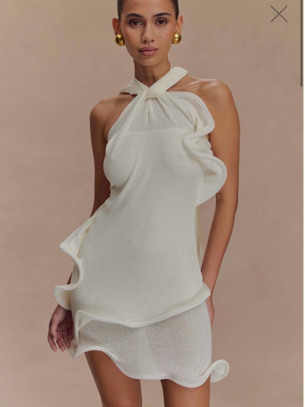 Meshki— Caprice Halter Knit Mini Dress - White